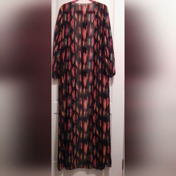 Vibrant Abstract Patterned Lightweight Long Robe - Size S - Picture 2 of 4
